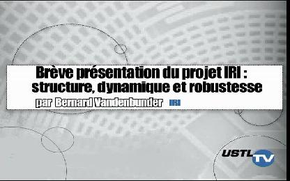 Brève présentation du projet IRI : structure, dynamique et robustesse