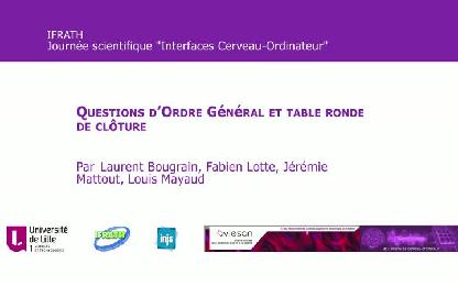 Journée scientifique de l&#8217;IFRATH à l&#8217;INJS -  Questions d’ordre général et table ronde de clôture