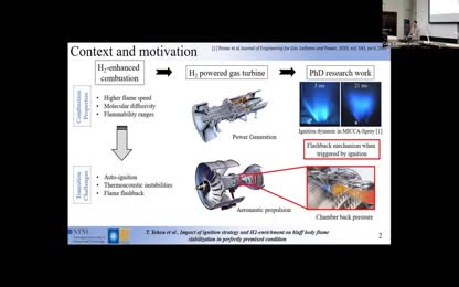 Impact of ignition strategy and back pressure on bluff body flame stabilization for hydrogen enriched mixtures